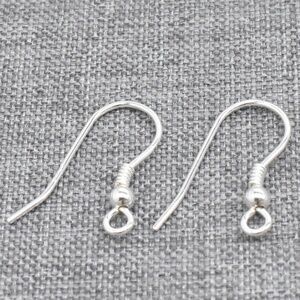 1 Pair Sterling Silver Coiled Earring Wires with Beads 925 Silver Ear Hooks